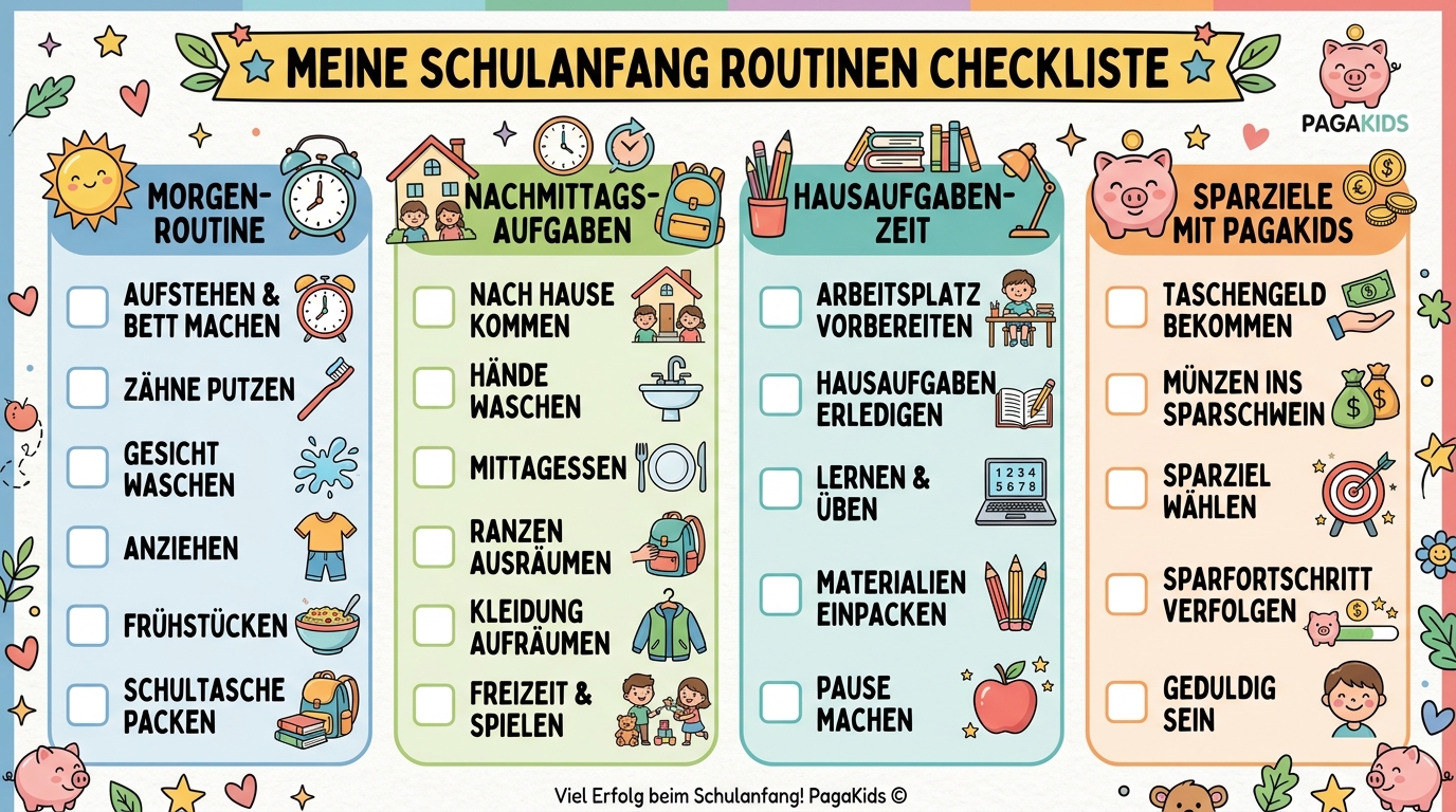 PagaKids Druckvorlage Schulanfang Routinen