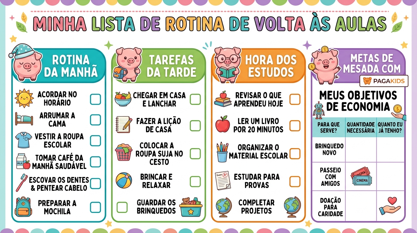 Planejador Imprimível Volta às Aulas PagaKids