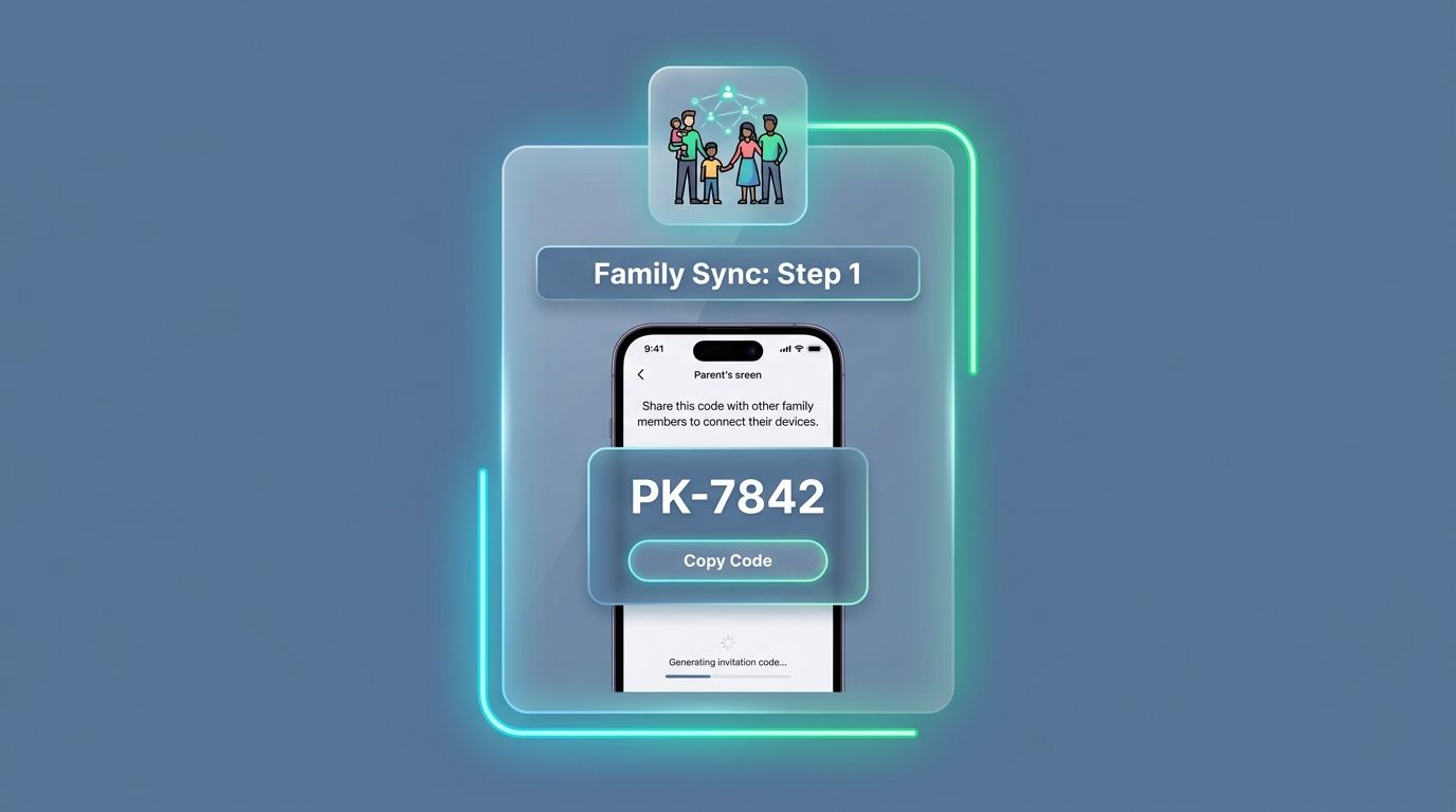 Gerar código Family Sync no celular principal