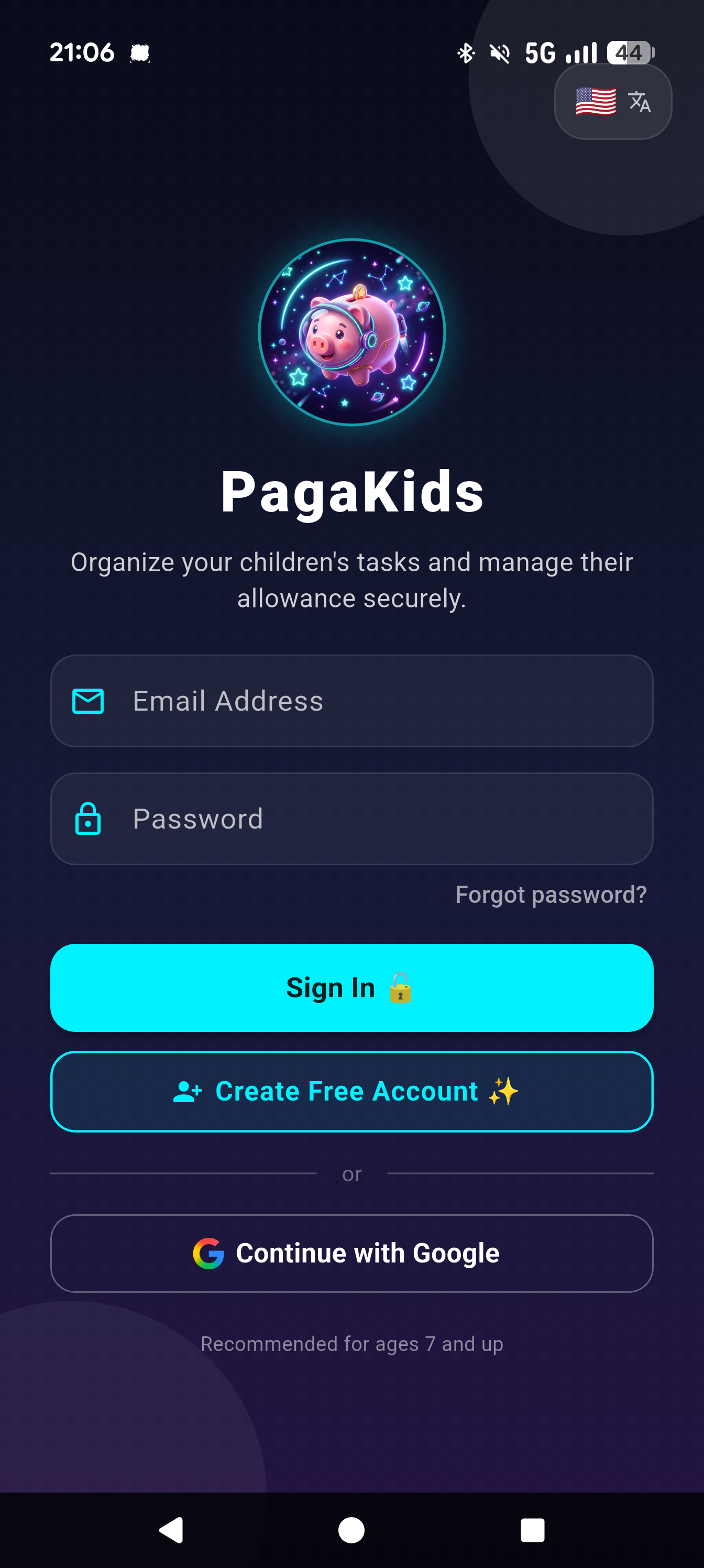 PagaKids App Interface (en)